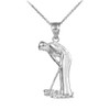 Silver Putter Golfer Sports Charm Pendant Necklace