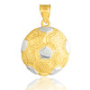 Two Tone Gold Textured Soccer Ball Sports Pendant