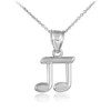 White Gold Beamed Eighth Note Pendant Necklace