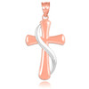 Two-Tone Rose Gold Flame of the Holy Spirit Cross