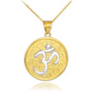 Two-Tone Gold Om Medallion Pendant Necklace