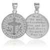 White Gold Reversible Catholic Graduation Medallion Charm Pendant