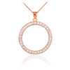 14K Rose Gold Eternity Circle of Life Diamond Pendant Necklace