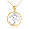 Two-Tone Gold Om (Ohm) Medallion Pendant Necklace