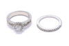 14k White Gold 3 Row Diamond Halo Engagement Set of 2 Rings