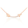 14k Rose Gold Diamond Studded Curved Arrow Necklace