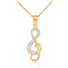 Diamond Studded Gold Treble Clef Music Pendant Necklace