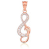 Diamond Studded Rose Gold Treble Clef Music Pendant Necklace