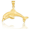 Gold Dolphin Textured Pendant Necklace