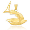 Textured Gold Shark Pendant Necklace