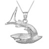 Textured White Gold Shark Pendant Necklace