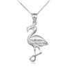 White Gold Flamingo Pendant Necklace