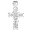 Mens extra large white gold filigree crucifix CZ cross pendant.