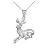 Sterling Silver Deer Charm Pendant Necklace