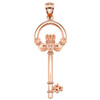 Rose Gold Claddagh Key Pendant with Diamonds