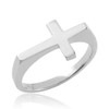 Solid Sterling Silver Flat Top Sideways Cross Ring