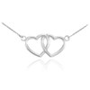 14K White Gold Double Heart Necklace