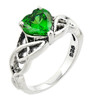 925 Sterling Silver Celtic Knot Green Emerald Solitaire Ring