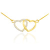 14K Gold Double Heart Diamond Necklace