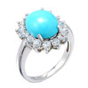 White Gold Blue Turquoise Gemstone Ring