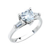 White Gold 3 Stone C.Z. Engagement Ring