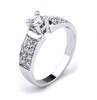 14K White Gold Round CZ Solitaire Engagement Ring