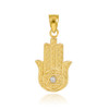 Gold Hamsa Diamond Pendant Necklace