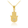 Gold Hamsa Diamond Pendant Necklace