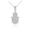 White Gold Hamsa Diamond Pendant Necklace