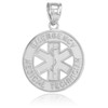 White Gold EMT Medical Charm Pendant Necklace