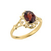 10k Gold Ladies Oval Shaped Garnet Gemstone Ring