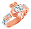 Rose Gold 0.40 Ct  Diamond Band Claddagh Ring with 1.02 Ct. SI Clear Diamond