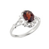 White Gold Ladies Oval Shaped Garnet Gemstone Ring