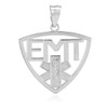 Polished White Gold EMT Emergency Medical Technician Pendant Necklace