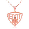 Polished Rose Gold EMT Emergency Medical Technician Pendant Necklace
