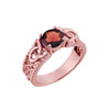 Rose Gold Celtic Knot Garnet Gemstone Ring