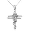 Sterling Silver Contemporary Crucifix Cross Pendant Necklace