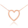 14K Polished Rose Gold Open Heart Necklace