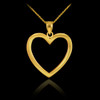 Polished Gold Open Heart Pendant Necklace