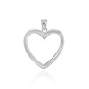 Polished White Gold Open Heart Pendant Necklace