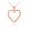 Polished Rose Gold Open Heart Pendant Necklace
