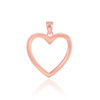 Polished Rose Gold Open Heart Pendant Necklace