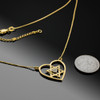 14K Gold Open Heart Star of David Diamond Pave Heart Necklace