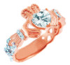 Rose Gold Diamond Claddagh Ring With 0.4 Ct  White Topaz