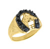 10k Solid Gold Men's Black Onyx Horseshoe Ring