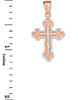 Two-Tone Rose Gold Eastern Orthodox Cross Charm Pendant Necklace
