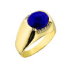 Men's Gold Lapis Gemstone Ring