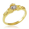 Gold Claddagh Promise  Ring with Diamond