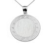 Greek Key Silver Engravable Round Pendant Necklace