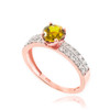 Citrine Gemstone Rose Gold Diamond Pave Engagement Ring